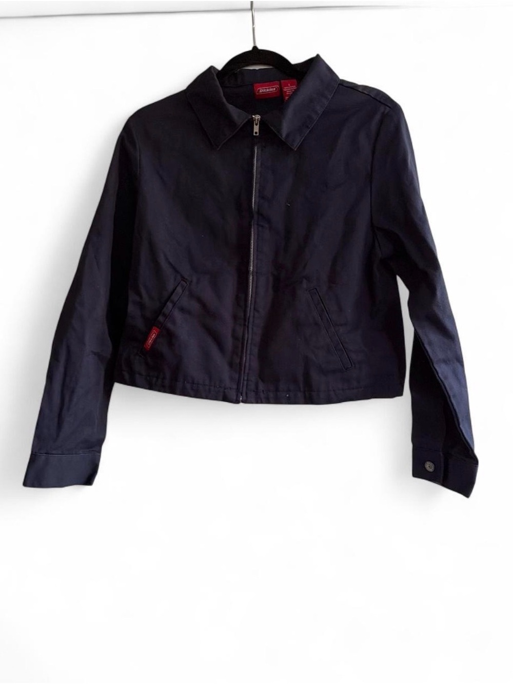 Dickies Cropped Zip Work Jacket Navy Blue Women's L